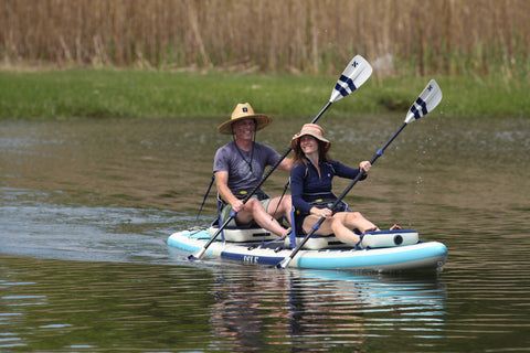 two people kayaking on the switch kayak paddle board hybrid from ISLE